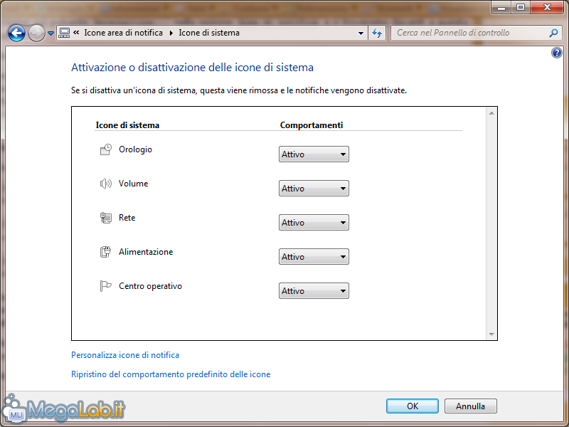 Rimuovere le icone dall'Area di notifica in Windows 7 [MegaLab.it]
