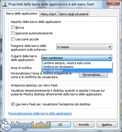 Rendere la barra delle applicazioni di Windows 7 più simile a quella di  Windows XP/Vista [MegaLab.it]