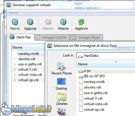 Utilizzare un disco fisso virtuale preesistente con VirtualBox [MegaLab.it]