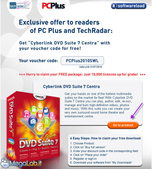 Cyberlink DVD Suite 7 Centra gratis per tutti [MegaLab.it]